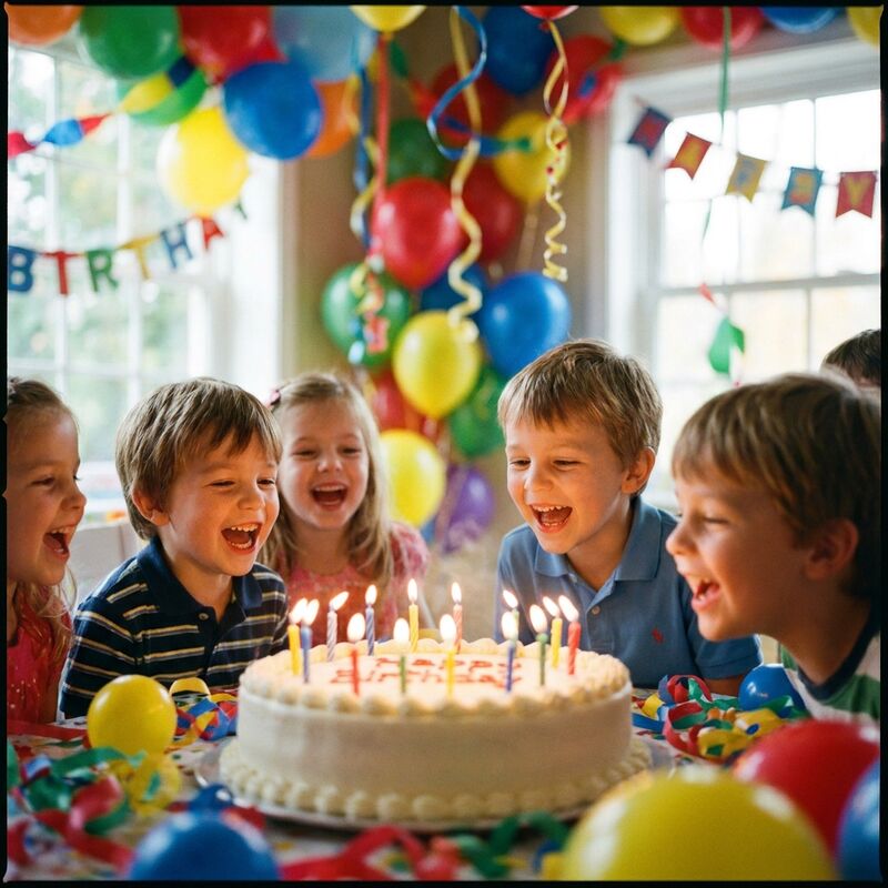 Kids blowing out birthday candles