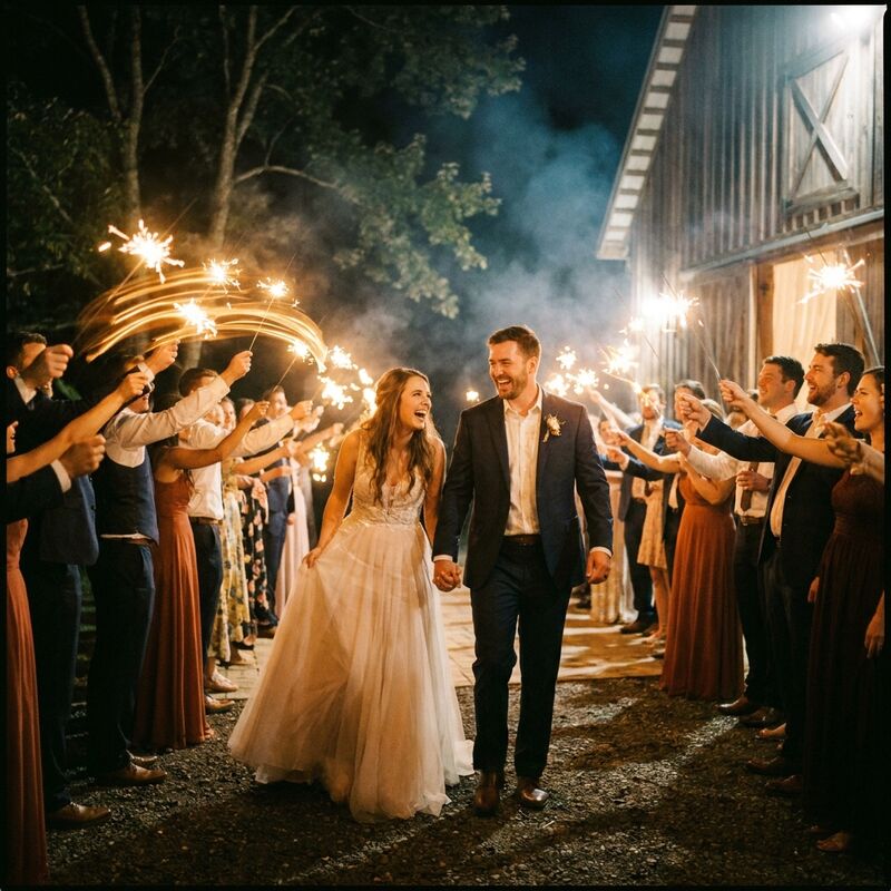 Sparkler send-off at night